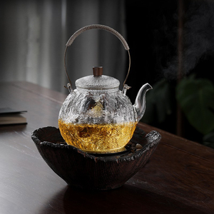 提梁玻璃蒸汽煮茶壶喷淋式两用过滤烧茶叶壶电陶炉煮茶器大容量白