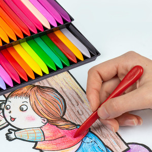 法国马培德彩色塑料蜡笔 36色不脏手儿童蜡笔安全涂色画画笔桶装易收纳 不沾手的三角腊笔学生涂鸦手绘画画