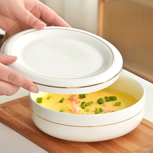 隔水炖碗陶瓷蒸蛋碗带盖盘子保鲜碗汤盘粉蒸肉专用碗饭碗家用烤箱