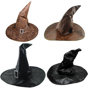 哈利波特魔法帽cos巫师帽分院帽万圣节女巫帽头饰黑色皮革帽头饰