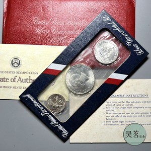 1976美国建国200年纪念币3枚原封艾森豪威尔登月肯尼迪华盛顿包邮