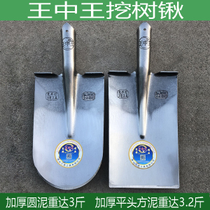 王中王加厚平头圆头挖树锹钢锹泥锹园艺园林工具农用工具铁锹耐用