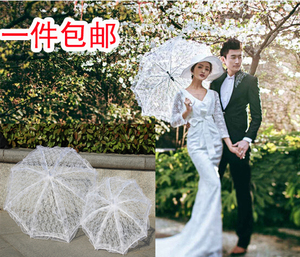 婚庆拍照新娘伞影楼摄影道具成人演出舞蹈道具蕾丝伞白色花边纱伞