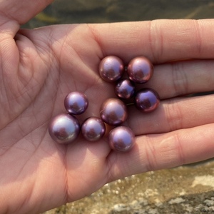 天然淡水爱迪生珍珠大点位10+妖紫色单珠可挑选做耳钉项链戒指