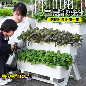 阳台花盆壁挂花箱长条多层种菜盆塑料种植箱栏杆挂式蔬菜种植盆