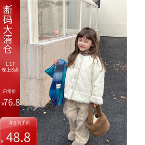 儿童2023冬季新款韩版洋气女童保暖棉袄加厚加绒棉服宝宝毛绒外套