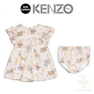 KENZO 夏季女童婴幼儿连衣裙泡泡纱短袖高腰裙子带南瓜裤两件套装