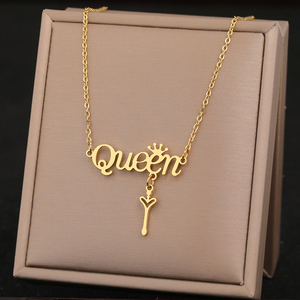Stainless Steel Necklaces Letter Love Queen Crown Key cate P