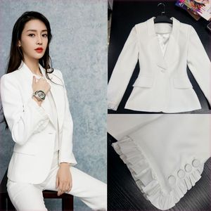 高端~杨颖baby同款白色小西装外套女明星气质修身职业ol西服套装