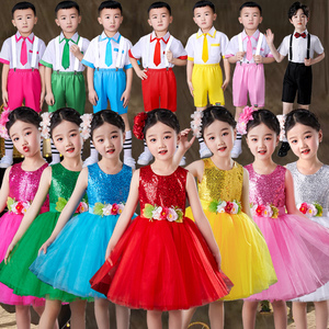 春季儿童节目走秀演出服幼儿园大小班男女孩糖果色舞蹈演讲礼服