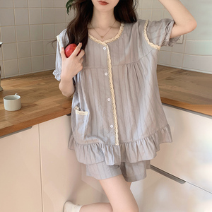 日本GP睡衣女夏季纯棉短袖薄款2023年新款甜美可爱夏天家居服套装
