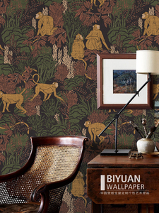 美式热带丛林动物影视墙纸东南亚壁布定制法式客厅卧室背景墙壁纸