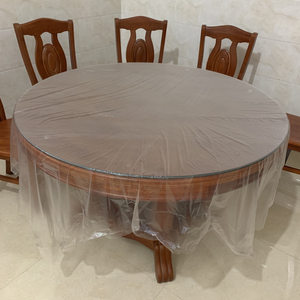 50张透明一次性桌布加厚圆桌婚庆正方形家用结婚塑料台布方桌餐厅