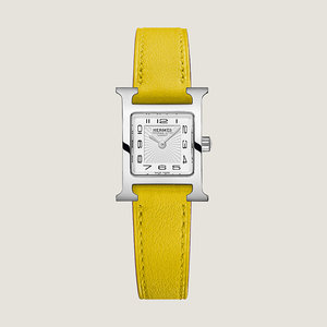 Hermes/爱马仕2023新款女士黄色小牛皮单环表带小号款钢针扣手表