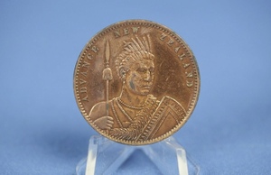 新西兰1881年毛利人一便士大铜币 好品相