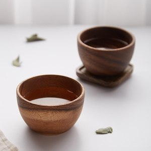 整块实木茶杯日式木质小酒杯喝水杯子茶隔热木杯餐厅定制刻字