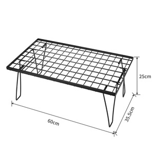 户外折叠野餐多层铁艺置物架网格桌可折叠igt铁网桌露营黑铁桌子