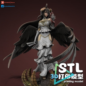 雅儿贝德albedo Overlord正妃纯白恶魔3d打印模型图纸stl文件素材