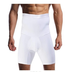 男士束腰收腹裤高腰提臀五分裤运动健身透气大码塑身裤亚马逊跨境