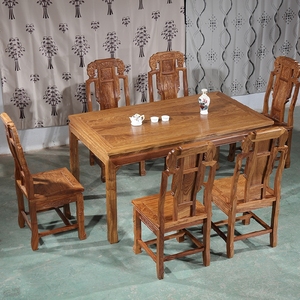 红木原木单桌花梨木长方形餐台刺猬紫檀象头餐桌中式实木桌椅组合