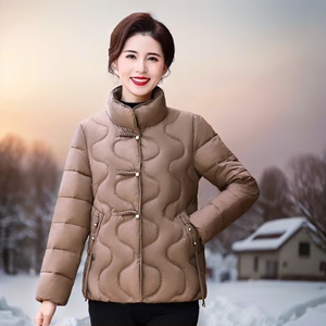 中年妈妈冬装羽绒棉服常规款洋气新款中老年女秋冬季加厚保暖外套