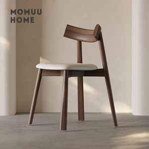 MOMUU实木餐椅高端胡桃木家用餐桌椅子高级感休闲靠背吃饭椅子