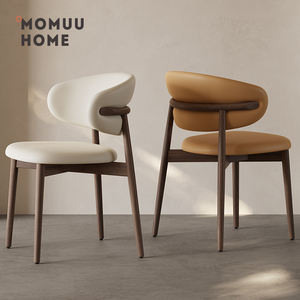 MOMUU北欧实木餐椅轻奢北美黑胡桃木餐桌椅家用高级软包靠背椅子
