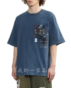 香港专柜 MUSIUM 24春夏男款拼布设计口袋宽松短袖T恤00400