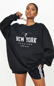 PLT 英国正品代购NEW YORK DOWNTOWN超大宽松美式复古卫衣套头衫