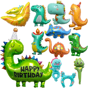 2d绿色系飘空3d小恐龙4D铝膜气球儿童卡通装饰可爱立体手棒头箍