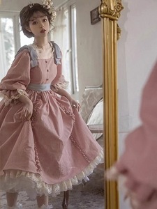 洛丽塔粉色生日公主裙法式复古洋装Lolita重工连衣裙宫廷风粉色裙