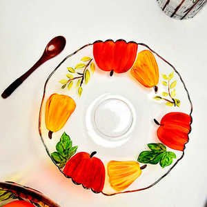 手工彩色玻璃果盘彩绘南瓜蛋糕碟干果盘家用客厅水果沙拉盘水果盘