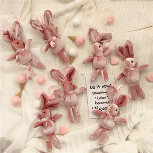 许愿兔子永生花束礼盒装饰娃娃韩国绒丝绒长脚兔公仔毛绒玩具挂件