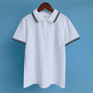儿童校服POLO衫男童女童夏季短袖白色T恤棉中小学生班服团体队服