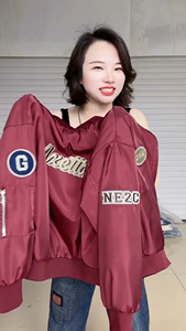 2024年韩版时尚宽松百搭外套女欧货新款彩色二棉棒球服休闲上衣潮