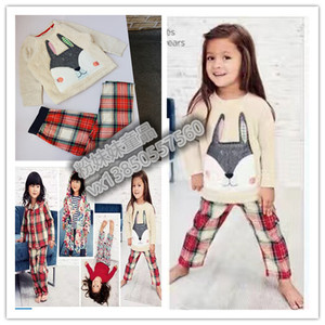 【粉妹妹】1-4-6岁女童英国N家元单品牌纯棉加厚休闲家居服套装