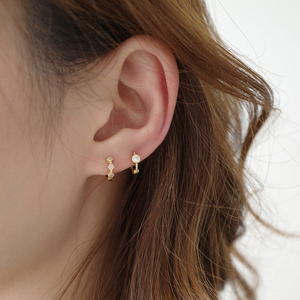 【迷度】通体925纯银锆石耳圈设计感耳环冷淡风耳钉简约小巧时尚