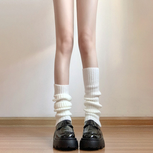 白色针织袜套女搭配小皮鞋亚文化腿套夏天jk辣妹小腿堆堆袜子夏季
