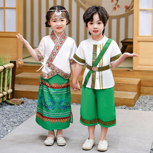 男童傣族服夏款少数民族风服装儿童六一表演出服女宝宝舞蹈裙唐装