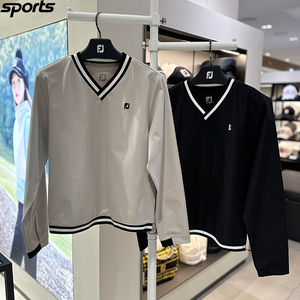 韩国代购FJ高尔夫球服穿搭ins运动24年春季新款V领长袖T恤衫女式