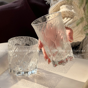 Qumin 韩式个性水晶冰玄杯创意威士忌酒杯家用磨砂玻璃杯喝水杯子
