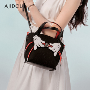 AJIDOU阿吉豆有钱“鼠”系列设计师款时尚潮酷米奇涂鸦手提包包女