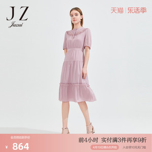 商场同款JZ玖姿真丝连衣裙女装2022夏季新款设计感裙子JWBX50026