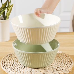 8英寸汤碗2只装19.8元奶白+奶绿双耳汤碗组合家用陶瓷大汤盆面碗