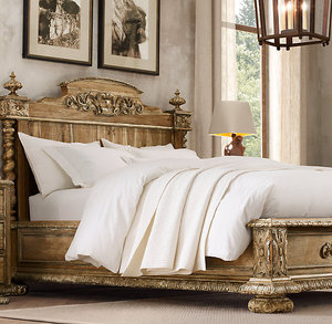 出口法国实木家具法兰西帝国的床美式乡村复古雕刻床法式雕花大床