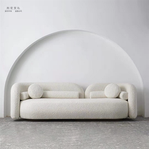 北欧轻奢沙发现代简约小户型客厅创意设计师羊羔绒三人沙发可定制