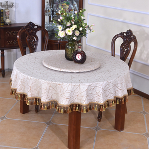 欧式高端雪尼尔桌布家用布艺园台台布加厚圆桌布转盘卓面盖布流苏