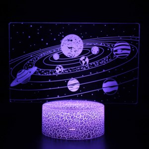 新奇宇宙太阳系地球仪晚安3D小夜灯卧室起夜氛围七彩led插电台灯