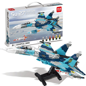 积木SU27战斗机苏30军事隐形喷气式飞机男孩拼装玩具