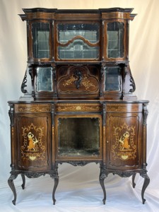 复兴西洋古董家具 英国红木牛骨镶嵌柜 展示柜 玻璃柜